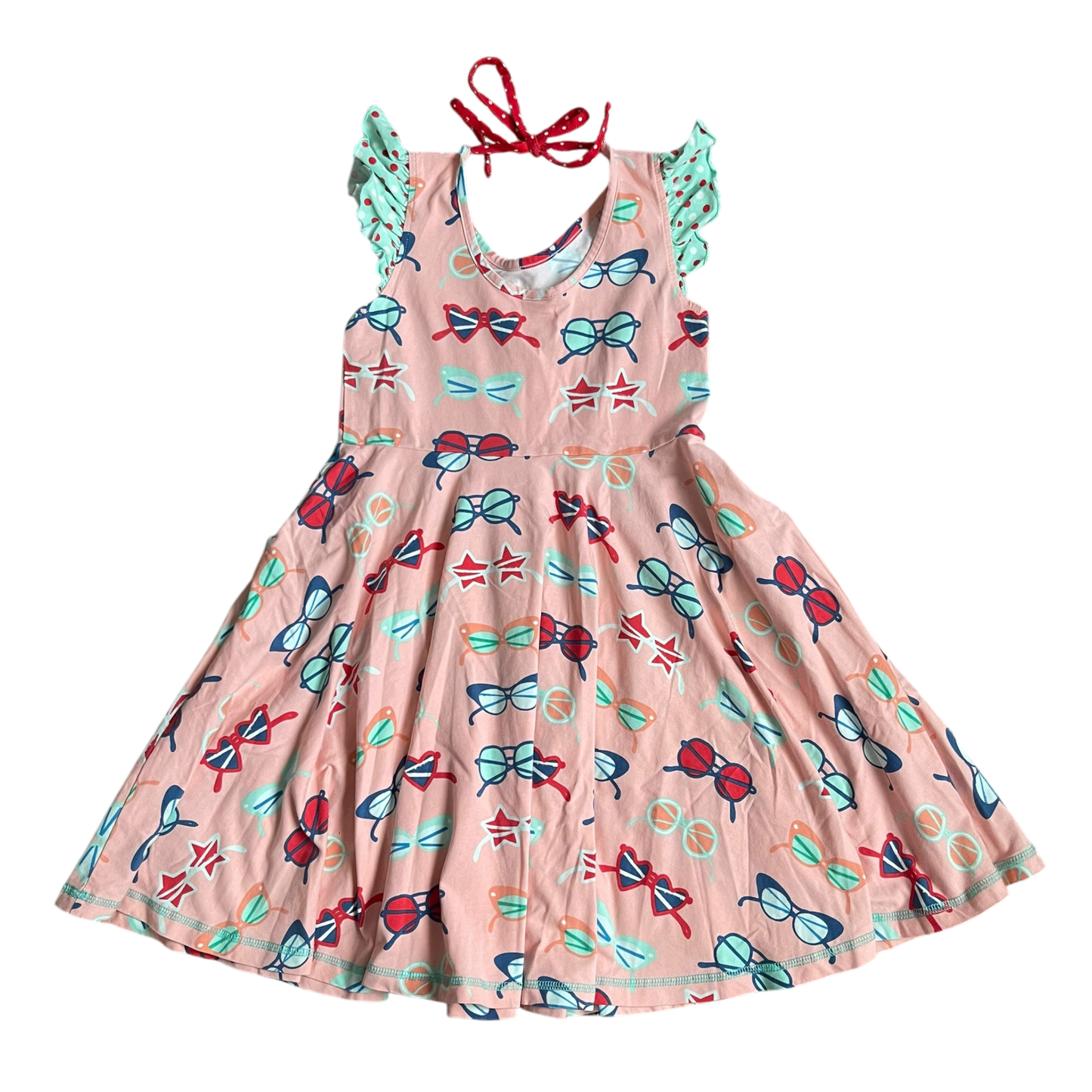 Girls wild flowers pink with red green and blue Dress size 8