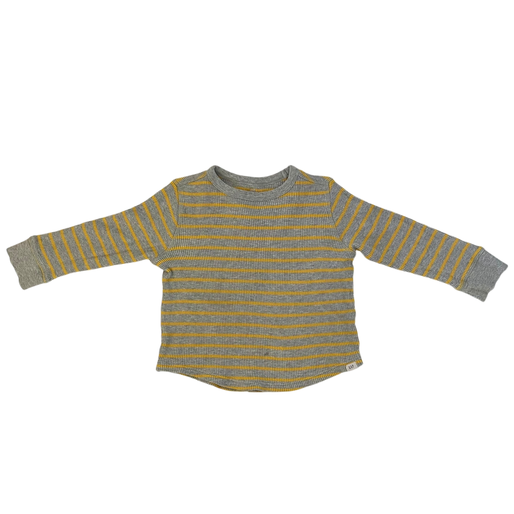 Long Sleeve Tee with Yellow with Gray Stripes