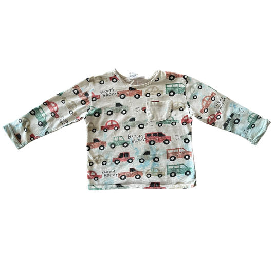 Boys Multicolor Zara Cars Long Sleeve Tee Shirt