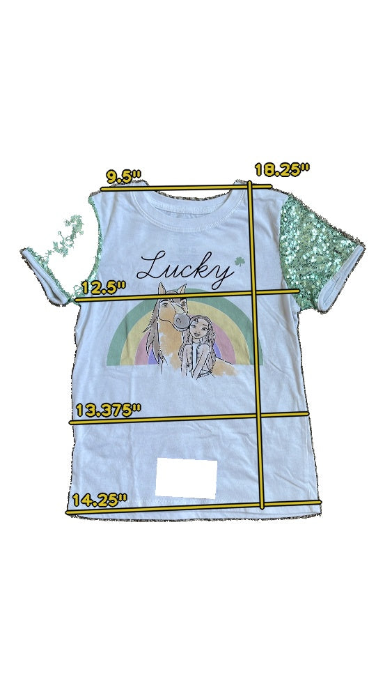 Girls spirit white and green T-shirt size 7