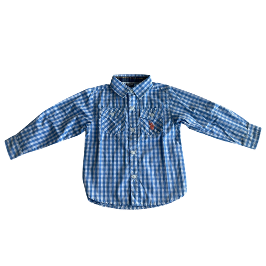 Boys U.S polo Assn white and blue T-shirt size 3