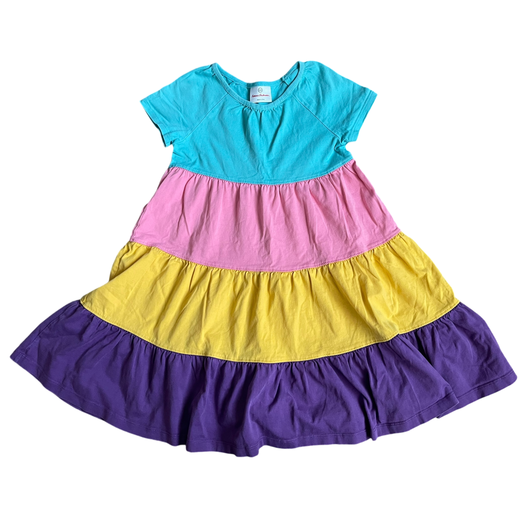 Girls Hanna Andersson blue pink yellow purple Dress size 10