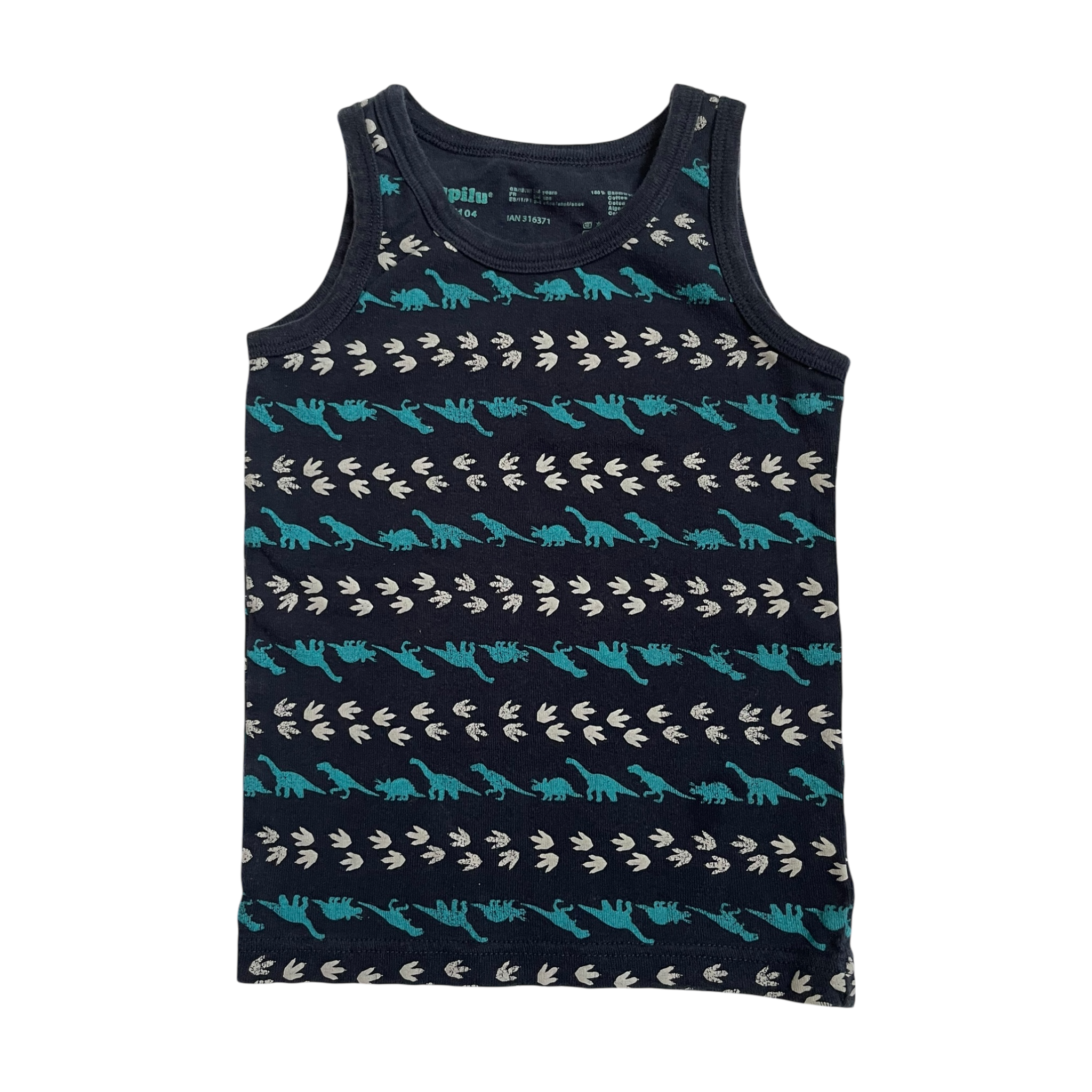 Boys Lupilu navy with gray and teal T-shirt size 2
