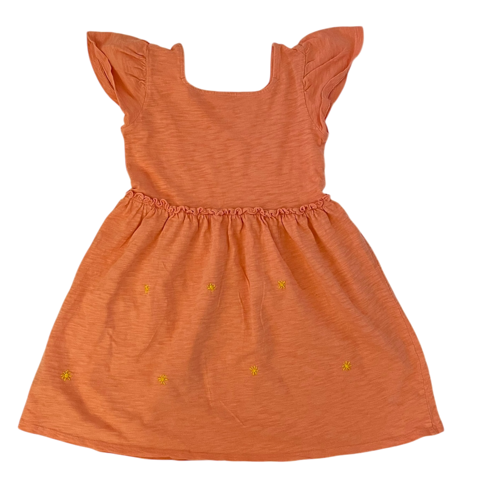 Cat & Jack Orange Dress with Colored Embroidery Added By Left Knee Patch (Size 5)
