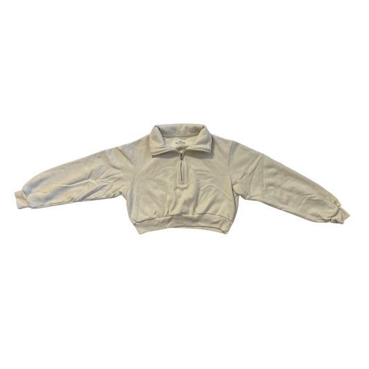 Beige Sweatshirt with zipper neckline