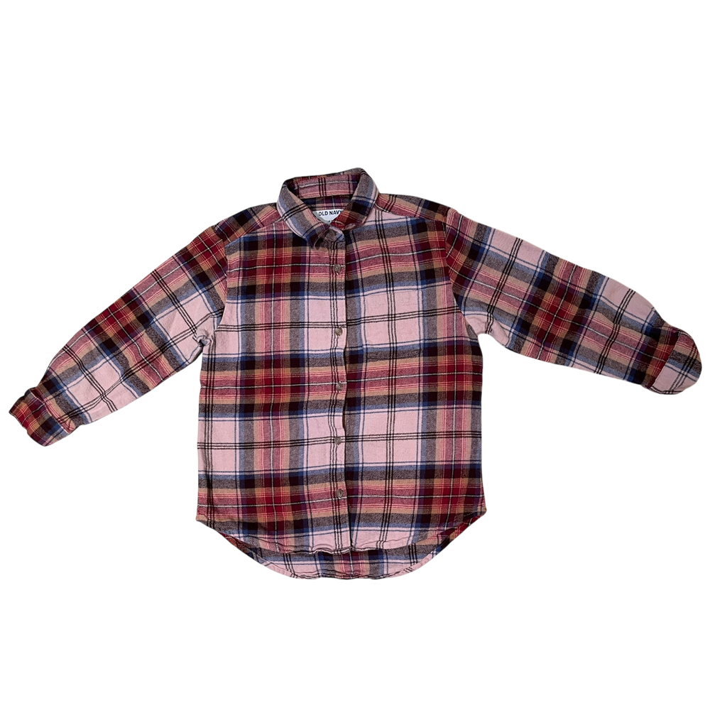 Old Navy Plaid Button Up Red with Blue and Pink