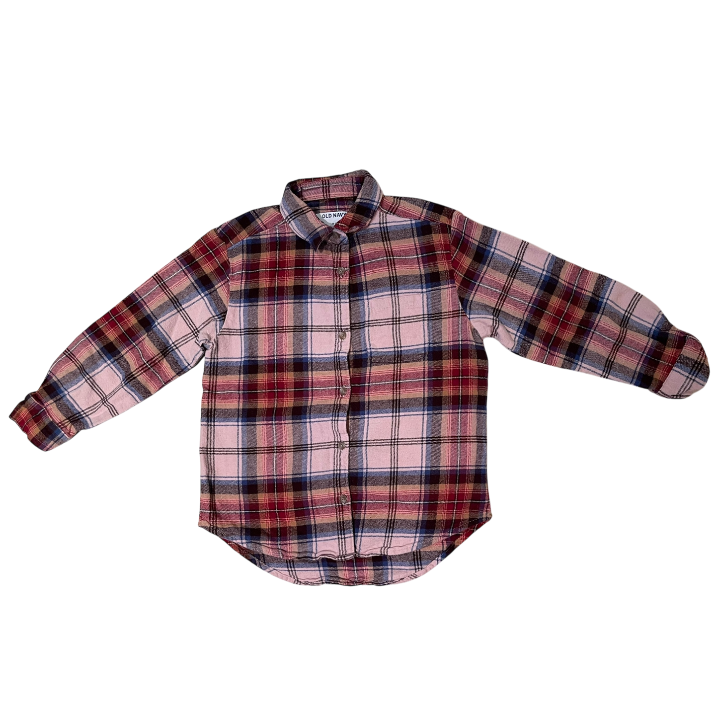 Old Navy Plaid Button Up Red with Blue and Pink