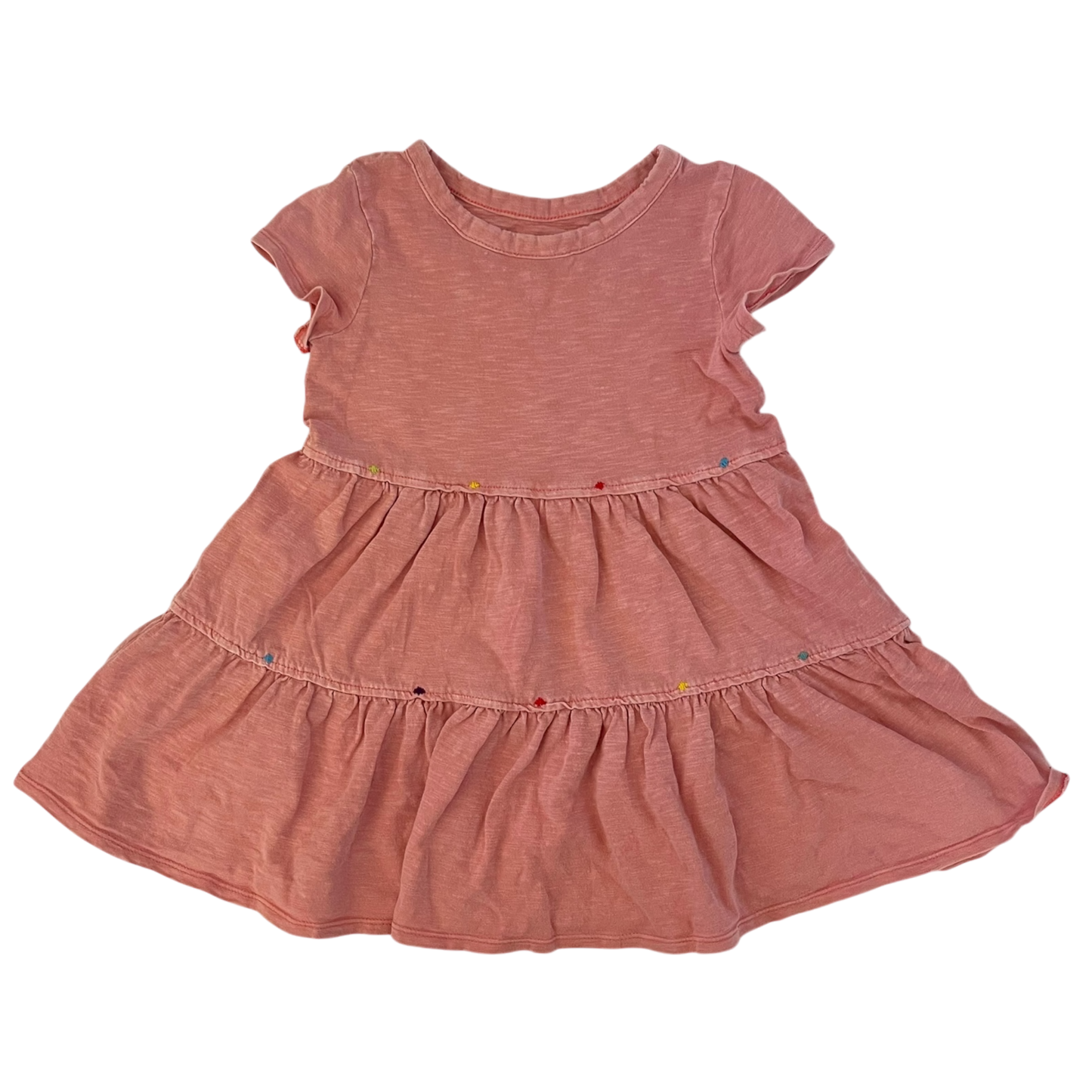 Cat & Jack Pink Dress with Colored Embroidery Added By Left Knee Patch (Size 4)