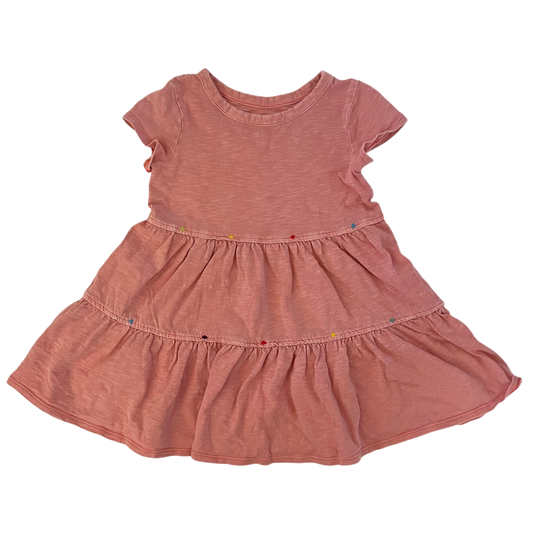 Cat & Jack Pink Dress with Colored Embroidery Added By Left Knee Patch (Size 4)