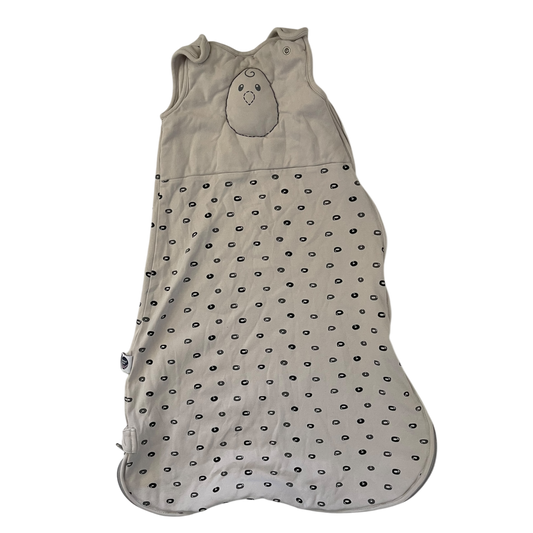 Unisex nested bean white with gray Baby sleeping pouch size 6 mth