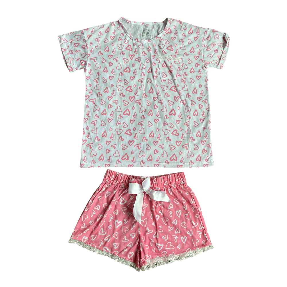 Girls max & olivia pink and white Pajama size 10