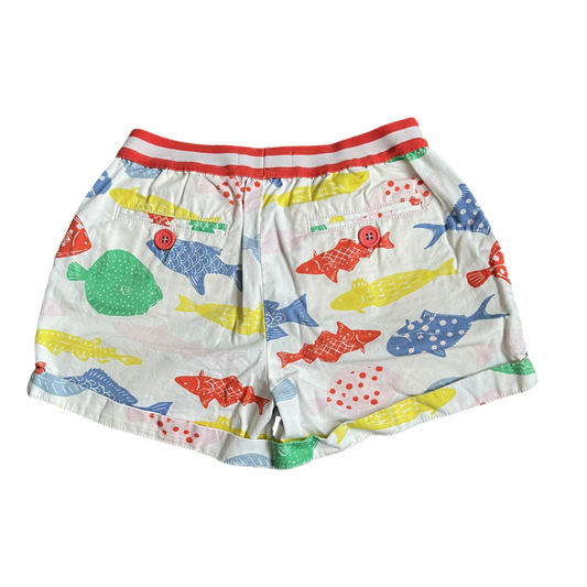 Girls mini boden white with red green and blue Short size 8