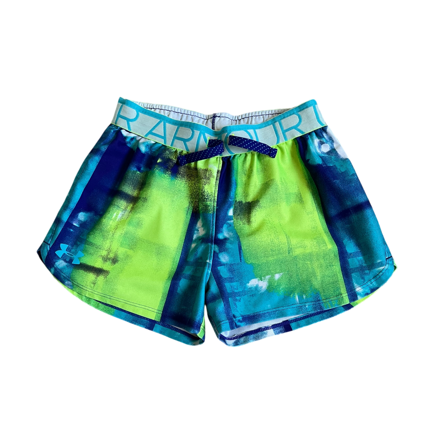 Boys under armour blue light green Short size 10