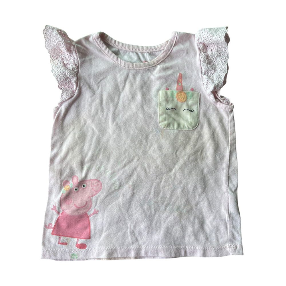 Girls Pink Peppa Pig and Unicorn Short Sleeve Tee Shirt