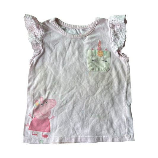 Girls Pink Peppa Pig and Unicorn Short Sleeve Tee Shirt