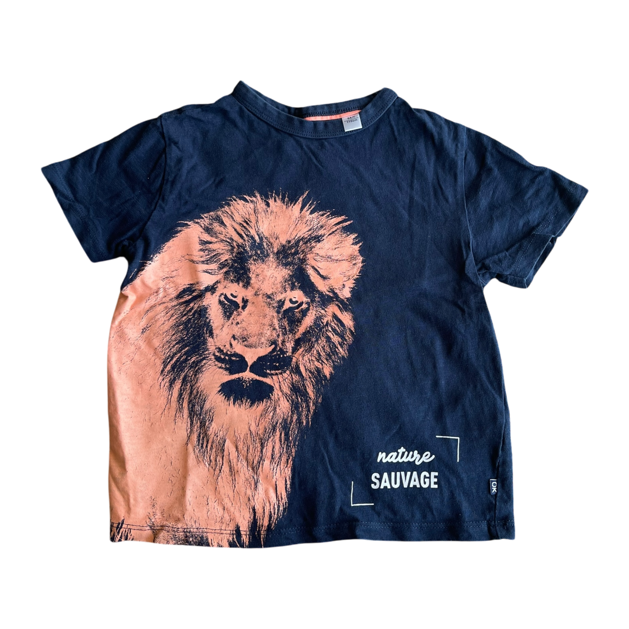 Boys Okaïdi navy and pink T-shirt size 5