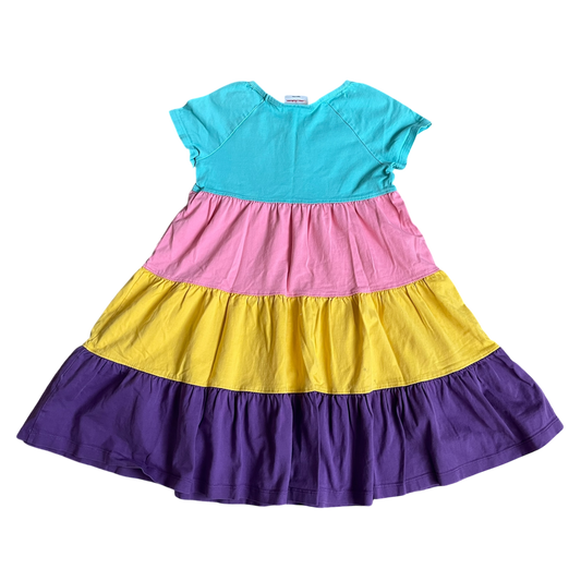 Girls Hanna Andersson blue pink yellow purple Dress size 10