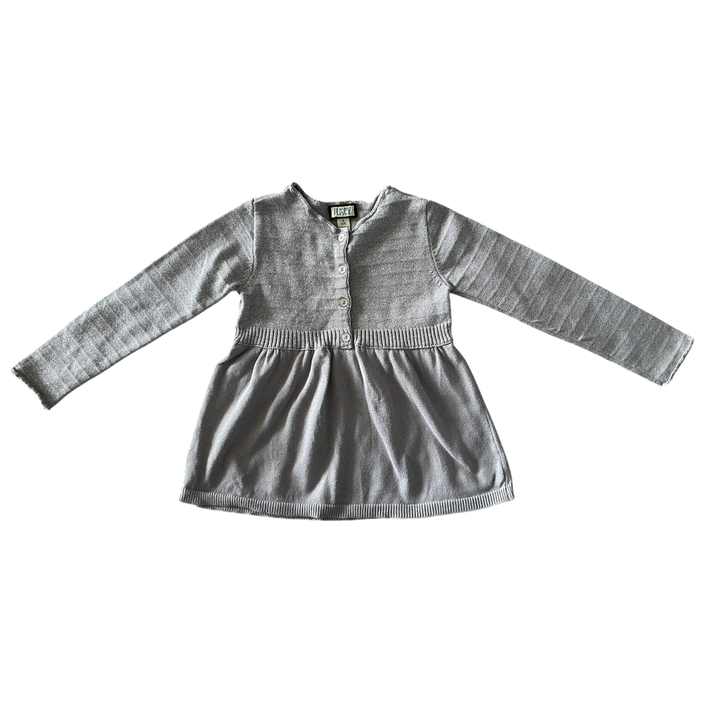 The Children’s Place Girls Gray Knit Dress with buttons (Size 5)