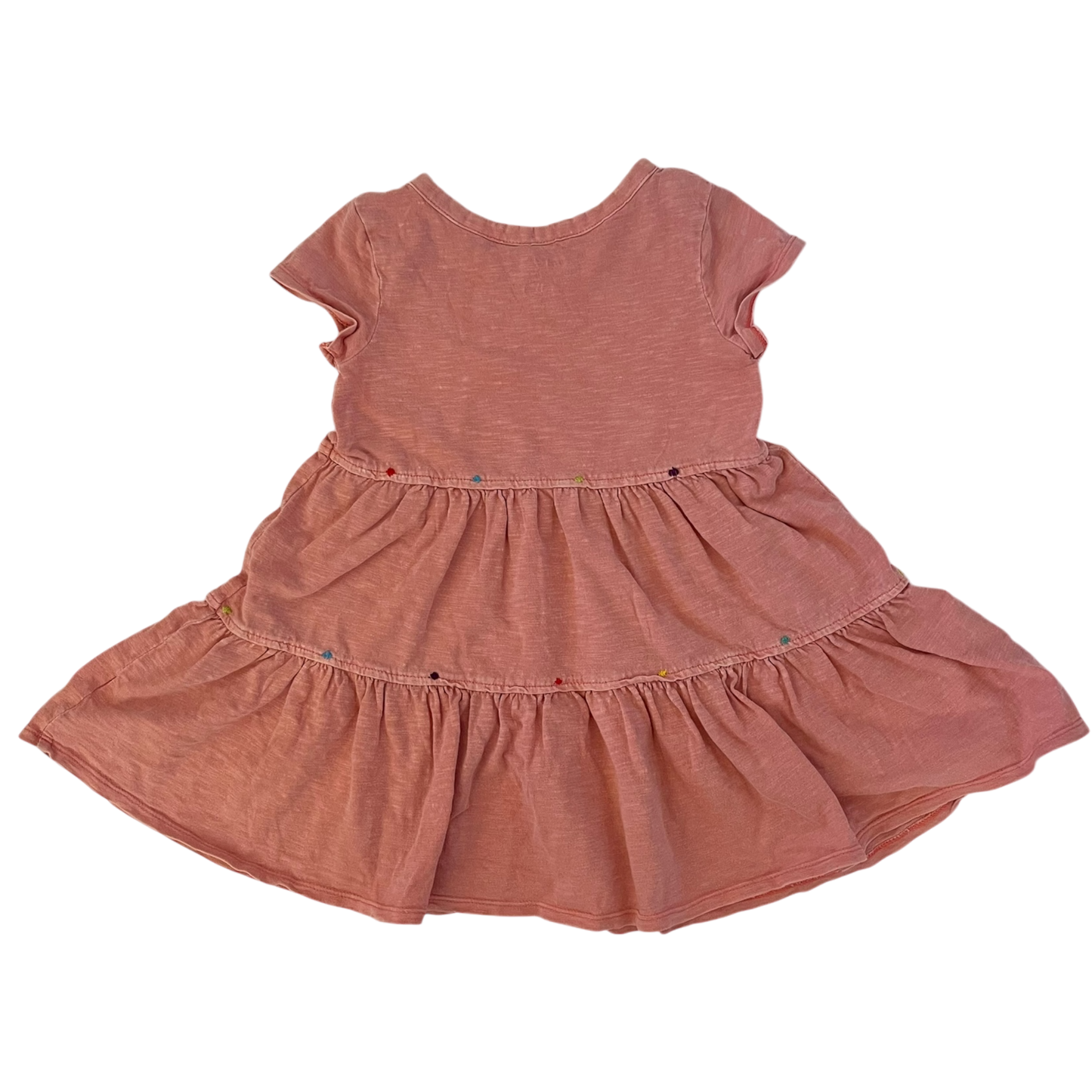 Cat & Jack Pink Dress with Colored Embroidery Added By Left Knee Patch (Size 4)