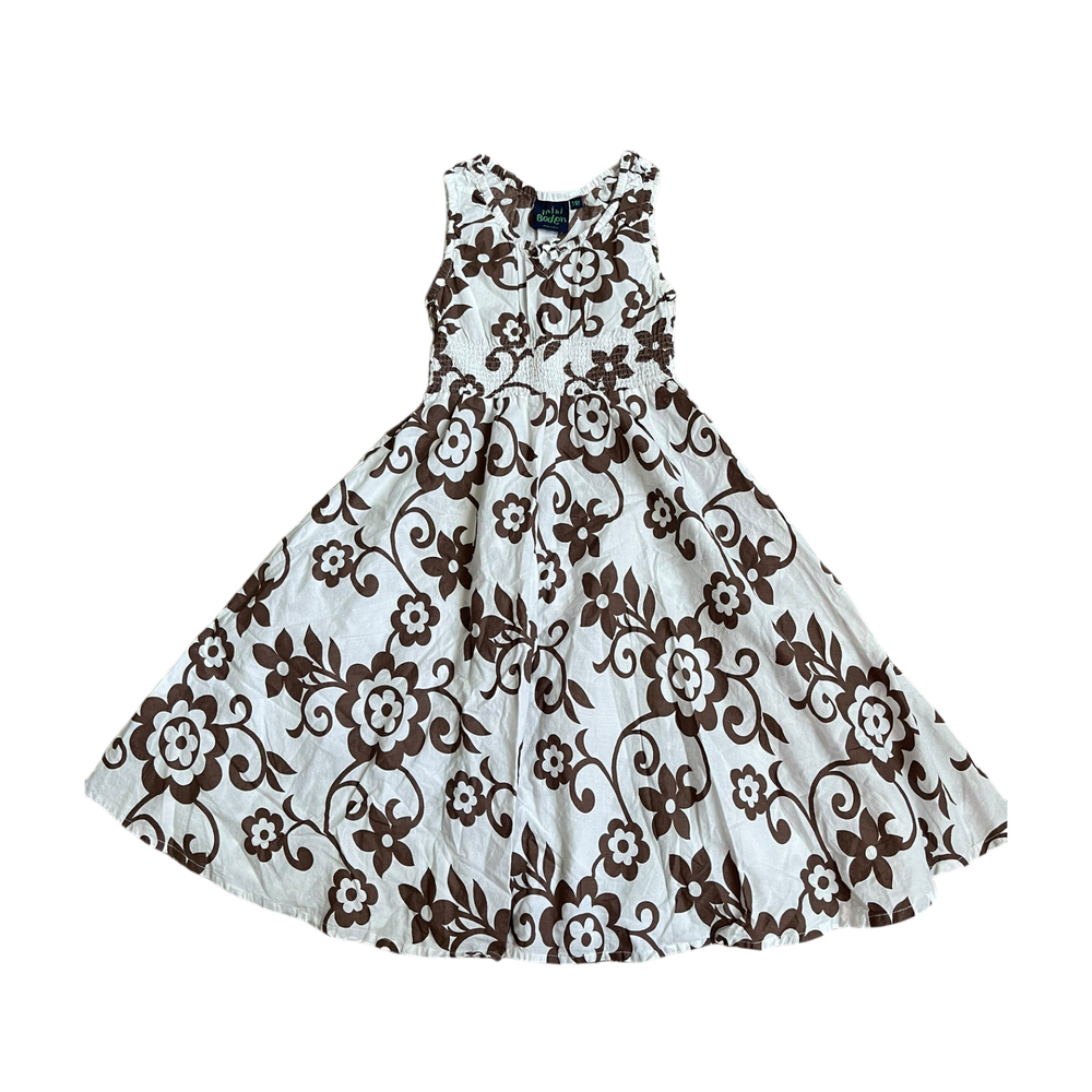 Girls mini boden white and brown Dress size 7