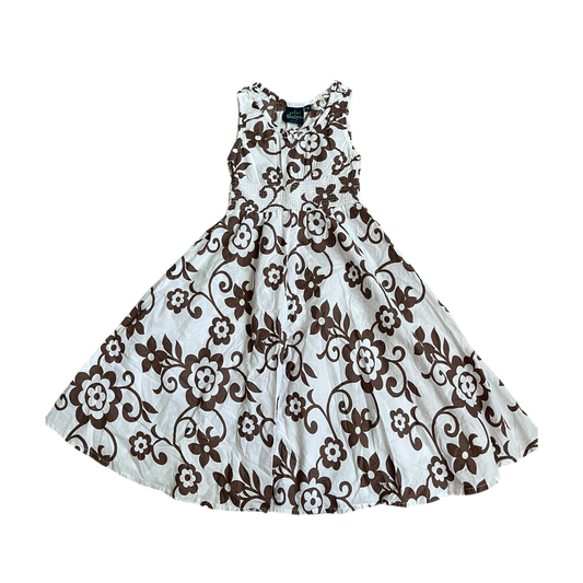 Girls mini boden white and brown Dress size 7