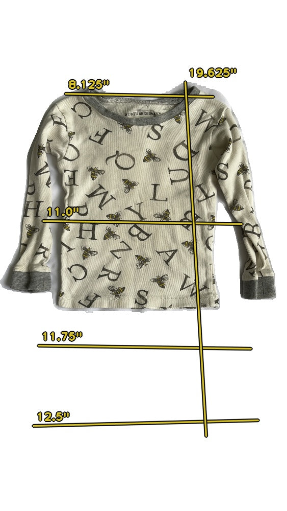 Unisex burt’s bees baby creamy and gray T-shirt size 2