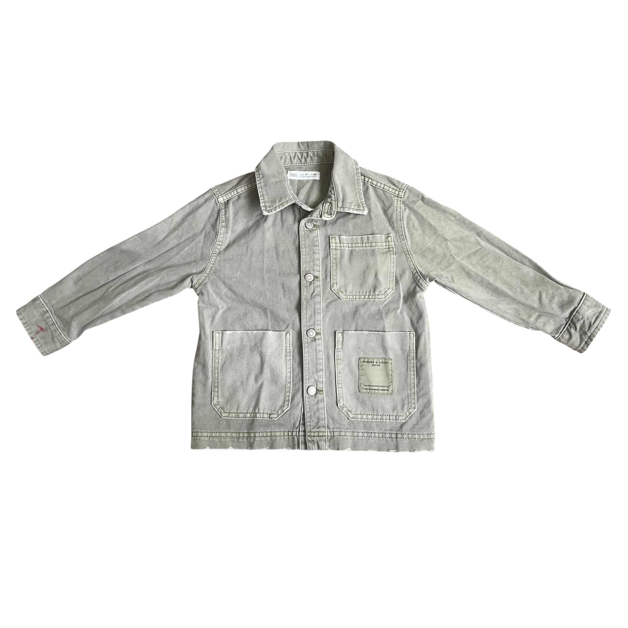 Unisex zara Olive Gray Jean coat size 6