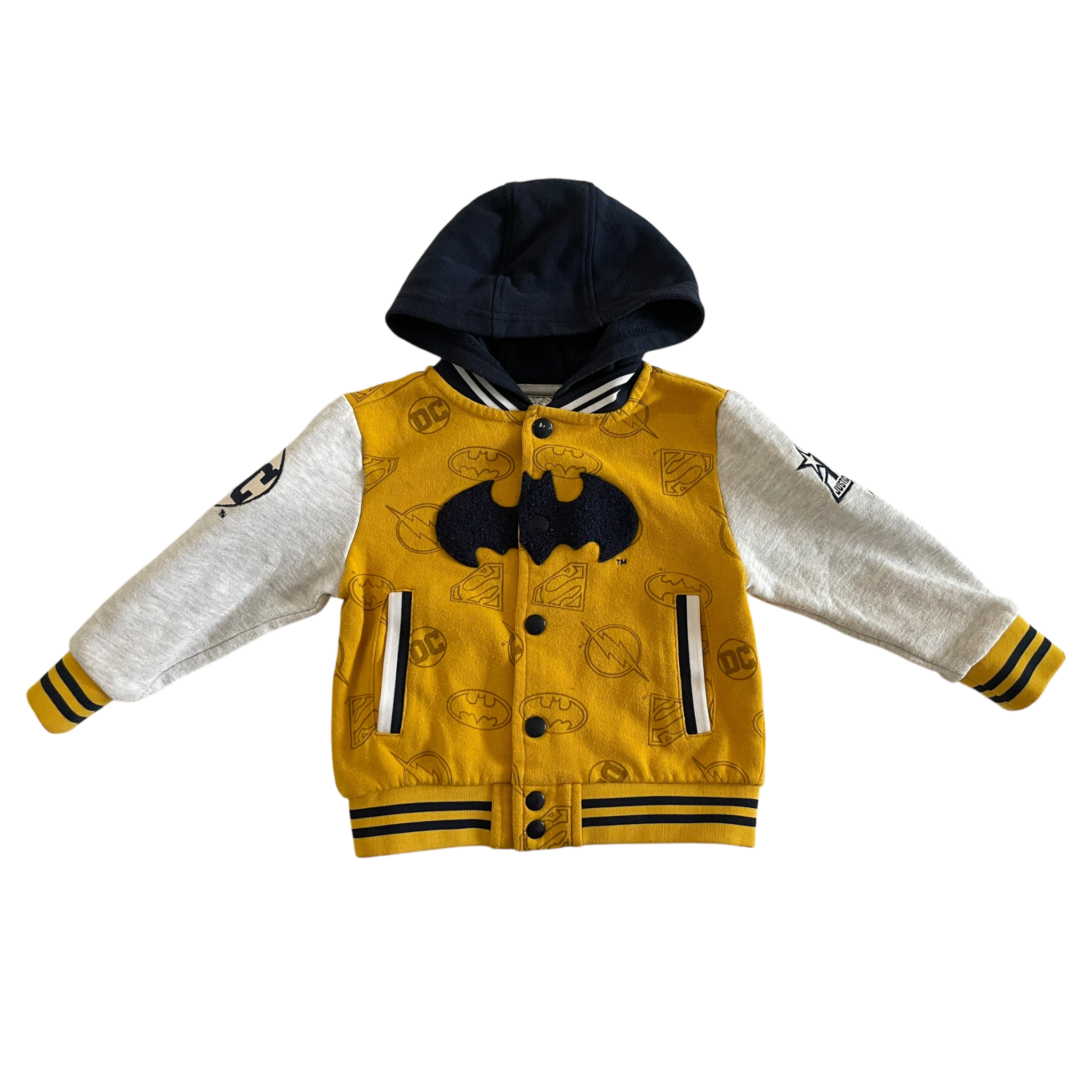 Boys DC Justice league yellow gray and navy Sweatshirt size 3