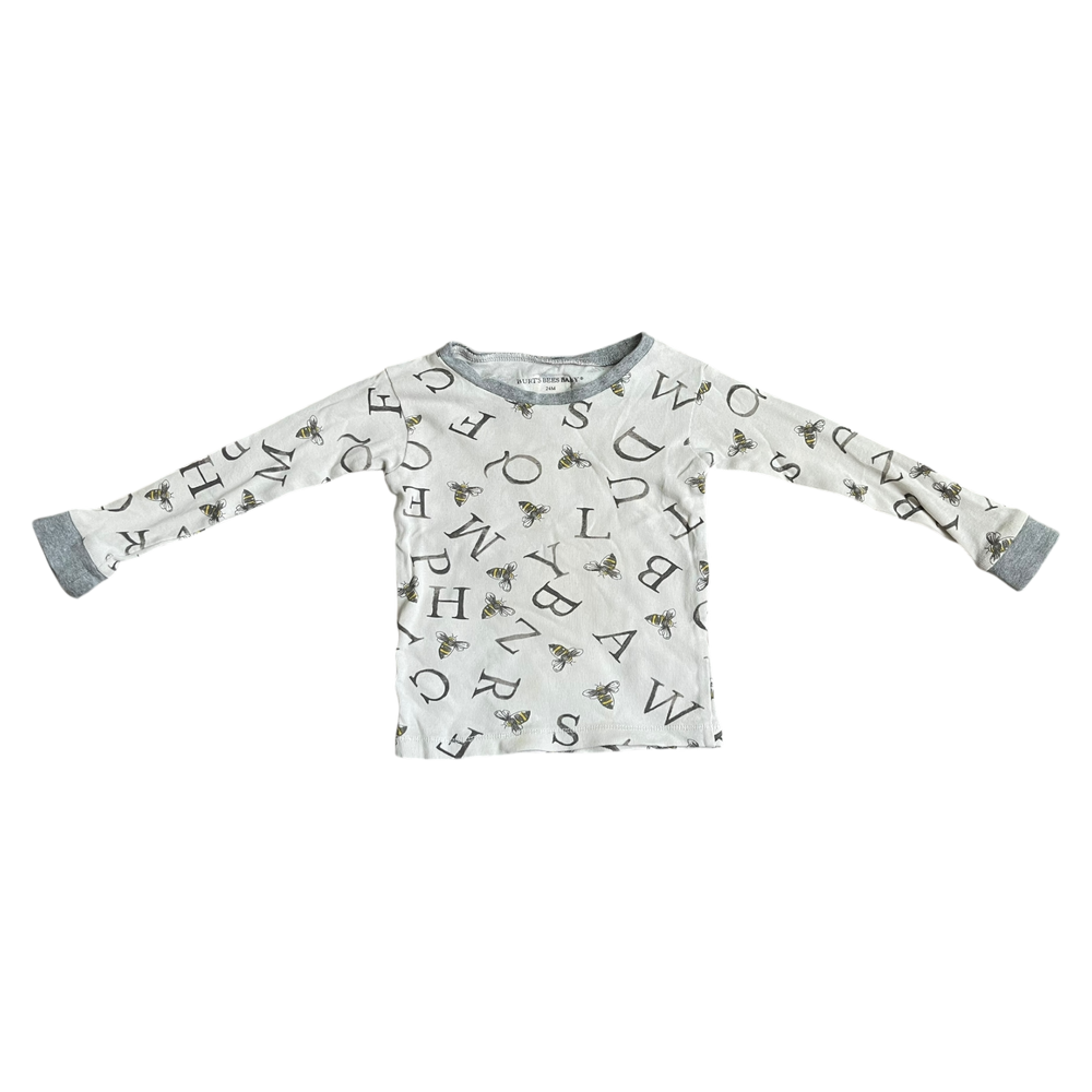 Unisex burt’s bees baby creamy and gray T-shirt size 2