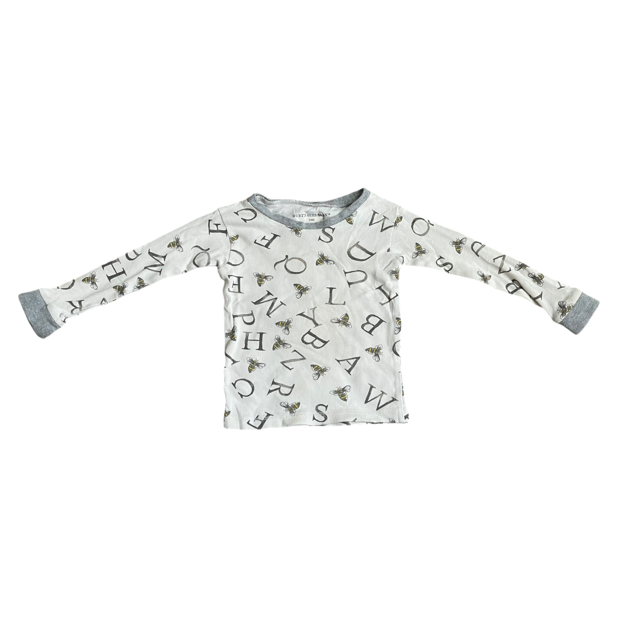 Unisex burt’s bees baby creamy and gray T-shirt size 2