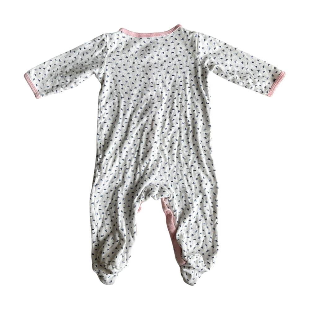 Girls carter’s white pink and navy Romper size 9 mth
