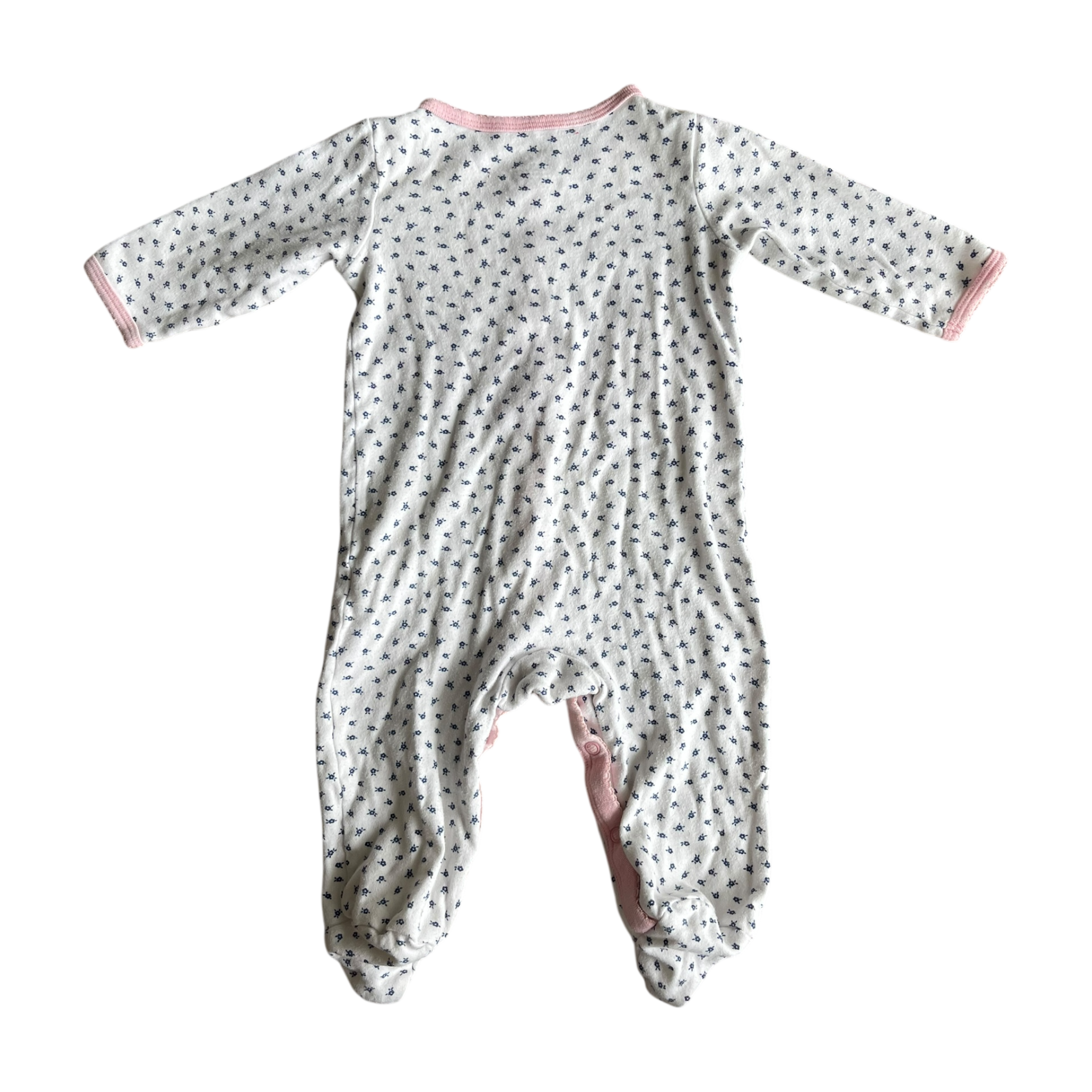 Girls carter’s white pink and navy Romper size 9 mth