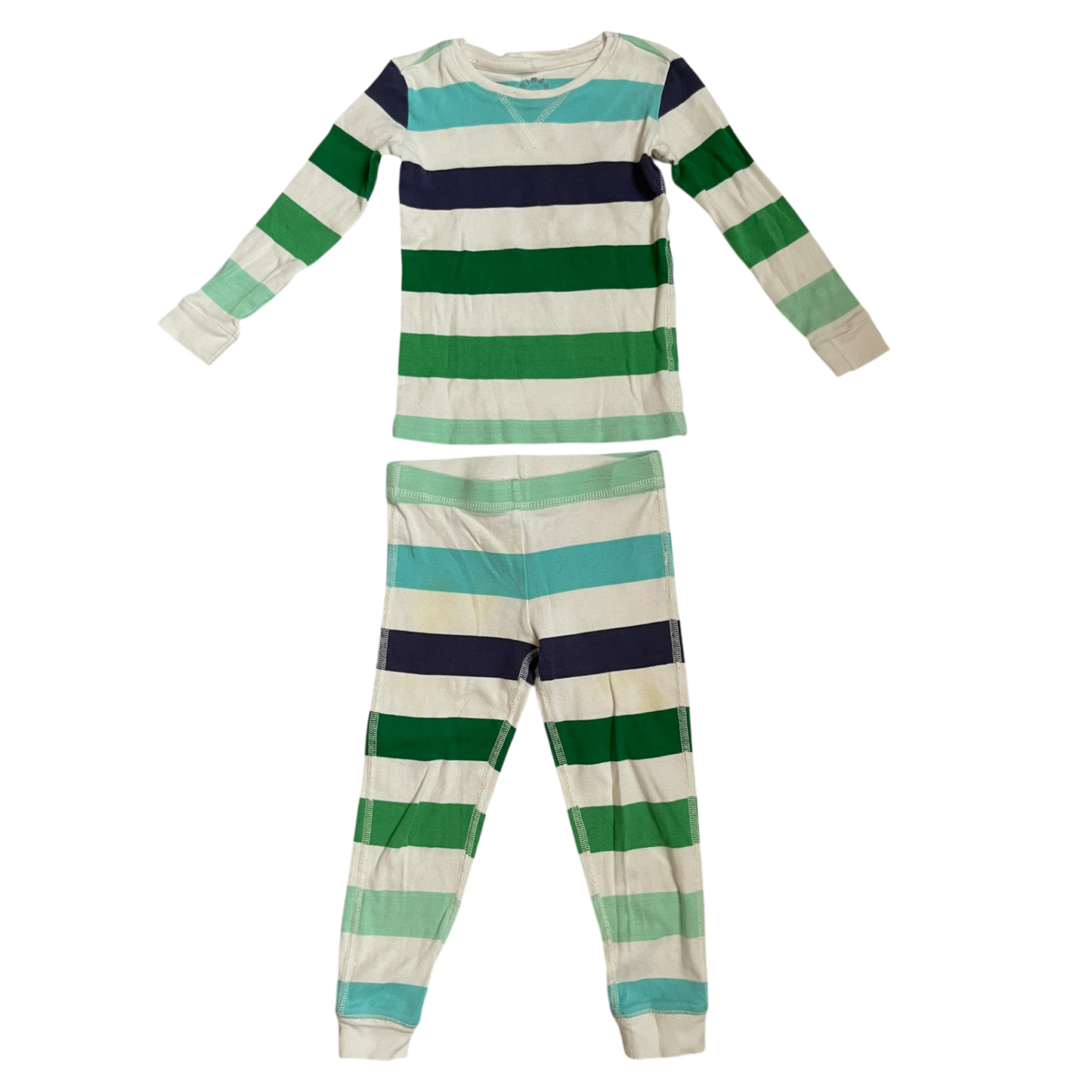 Boys primary white green and navy Pajama size 2