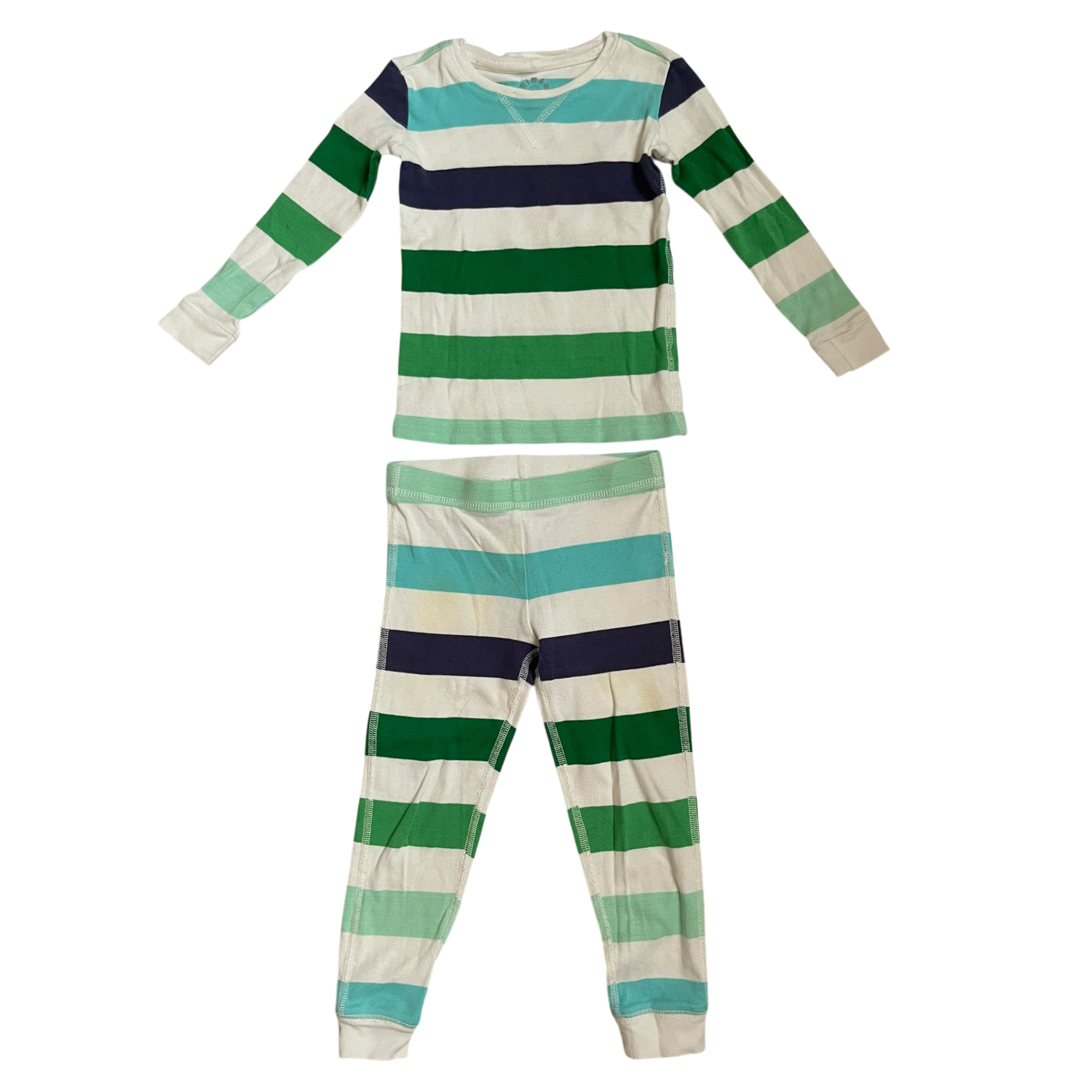 Boys primary white green and navy Pajama size 2