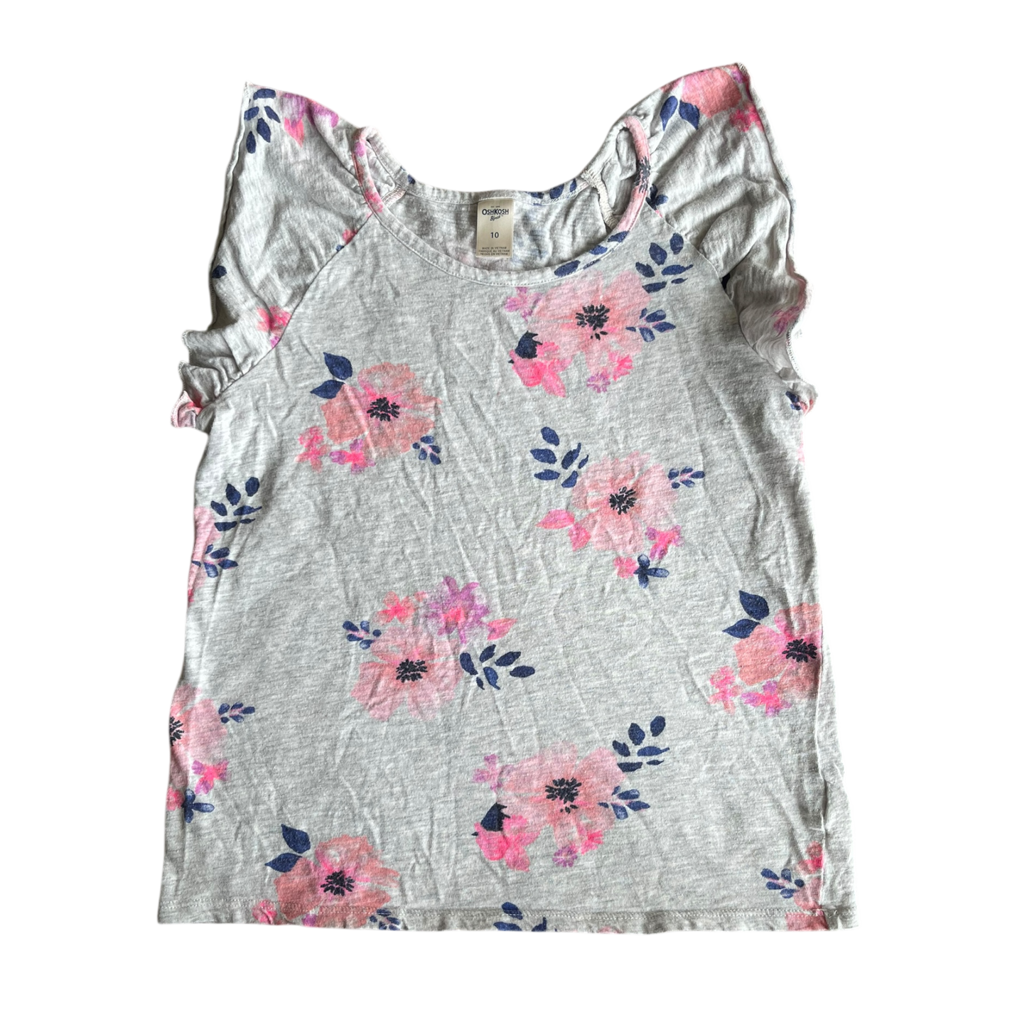 Girls Oshkosh gray and pink T-shirt size 10