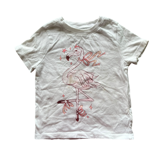 Girls White Flamingo Old Navy Short Sleeve Tee