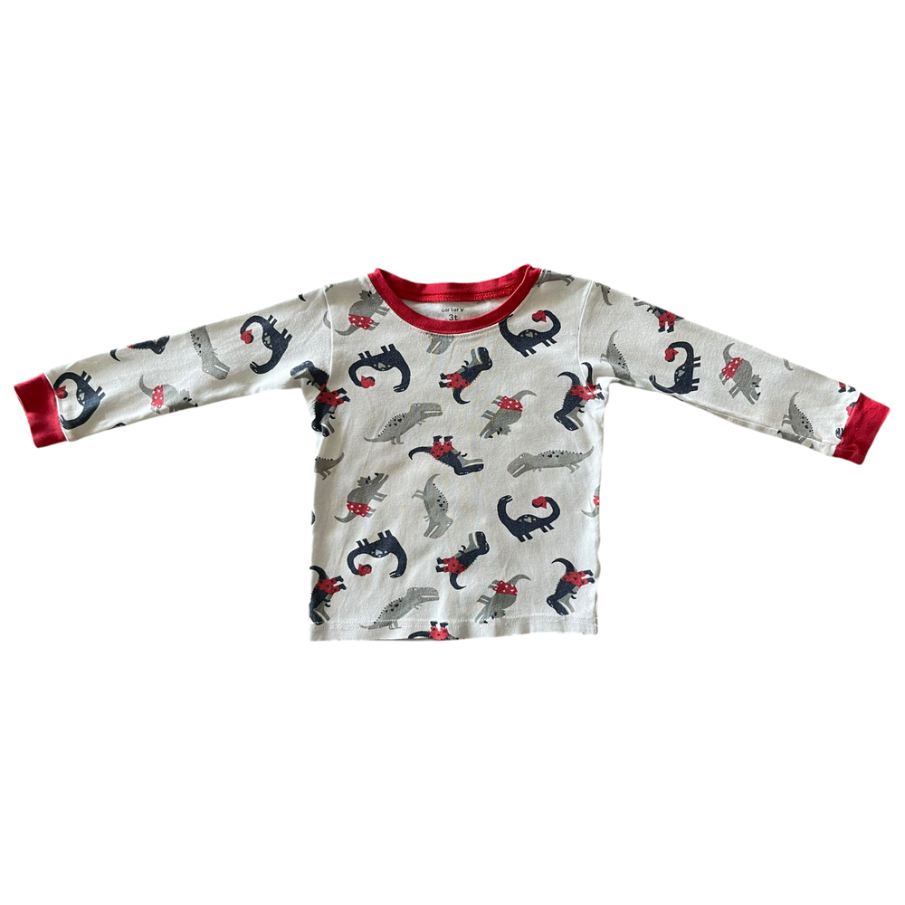 Gray and White Boys Carter’s Dinosaurs Long Sleeve Tee Shirt