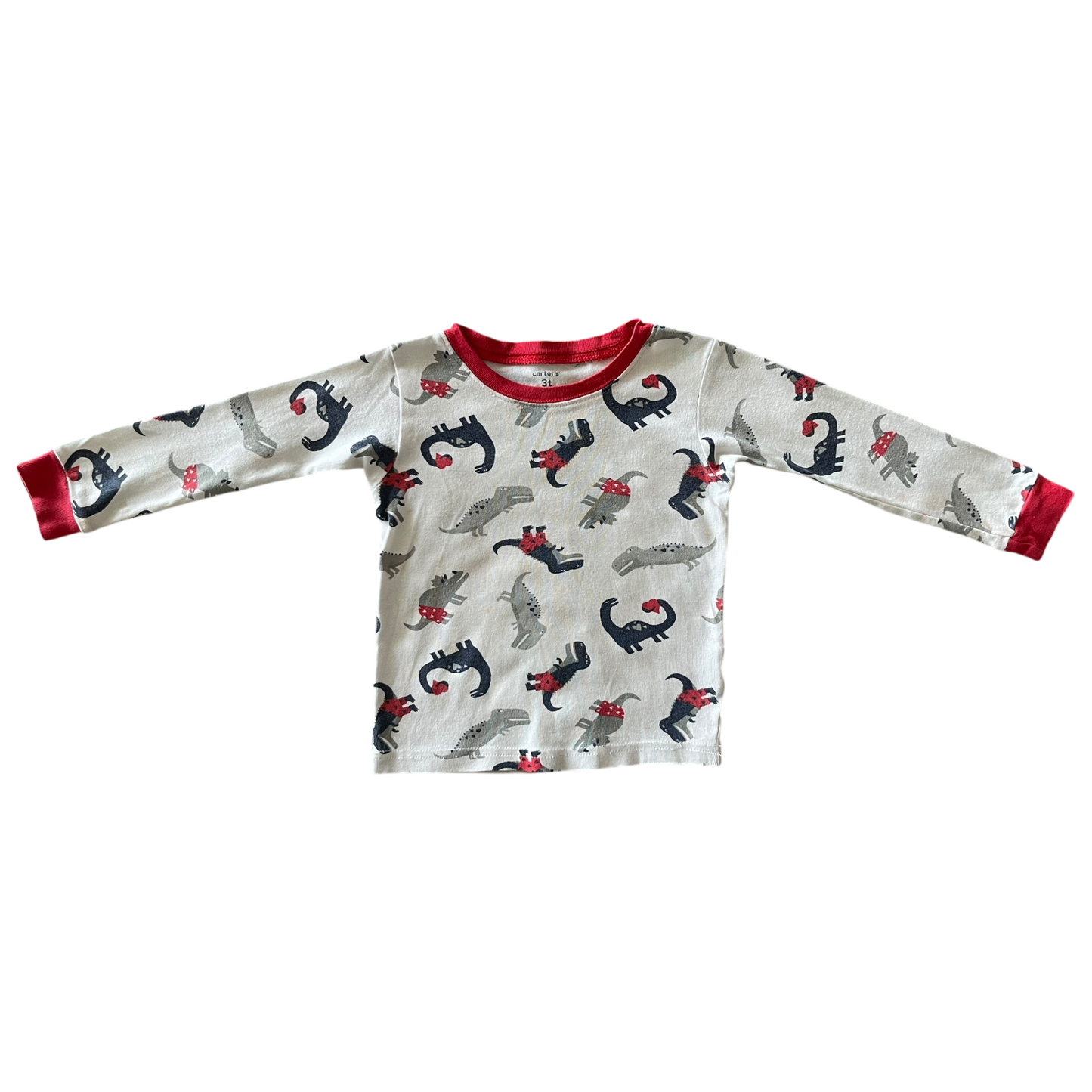 Gray and White Boys Carter’s Dinosaurs Long Sleeve Tee Shirt