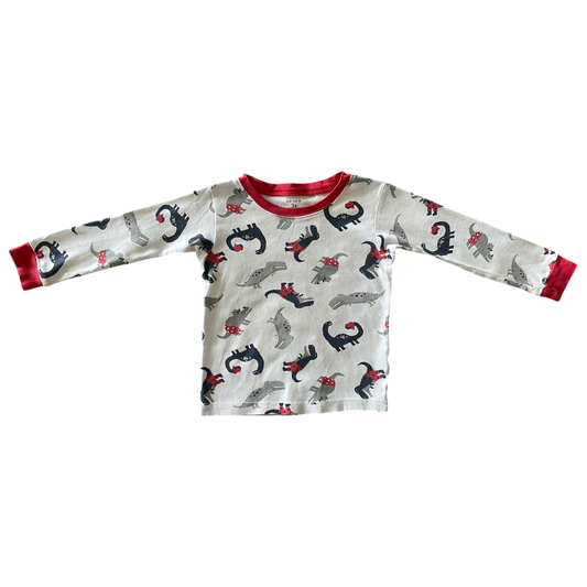 Gray and White Boys Carter’s Dinosaurs Long Sleeve Tee Shirt