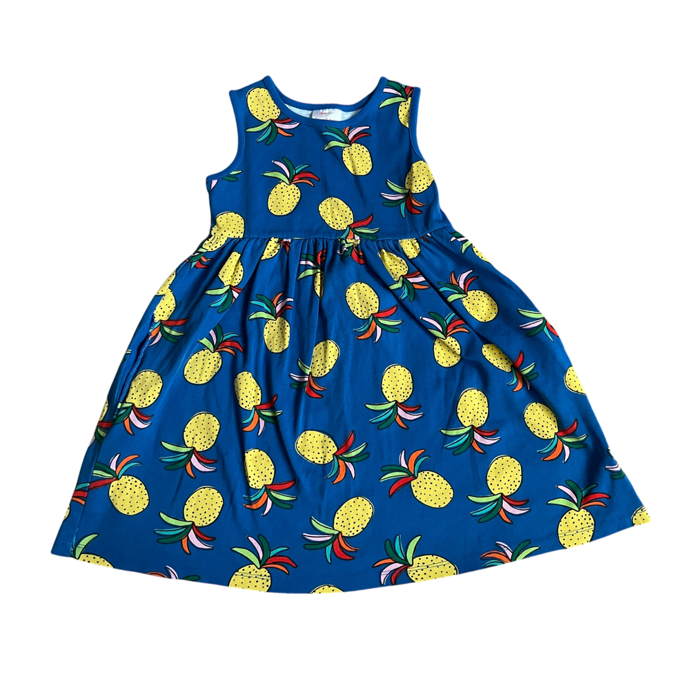 Girls Hanna Andersson blue yellow Dress size 8