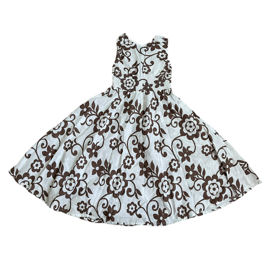 Girls mini boden white and brown Dress size 7
