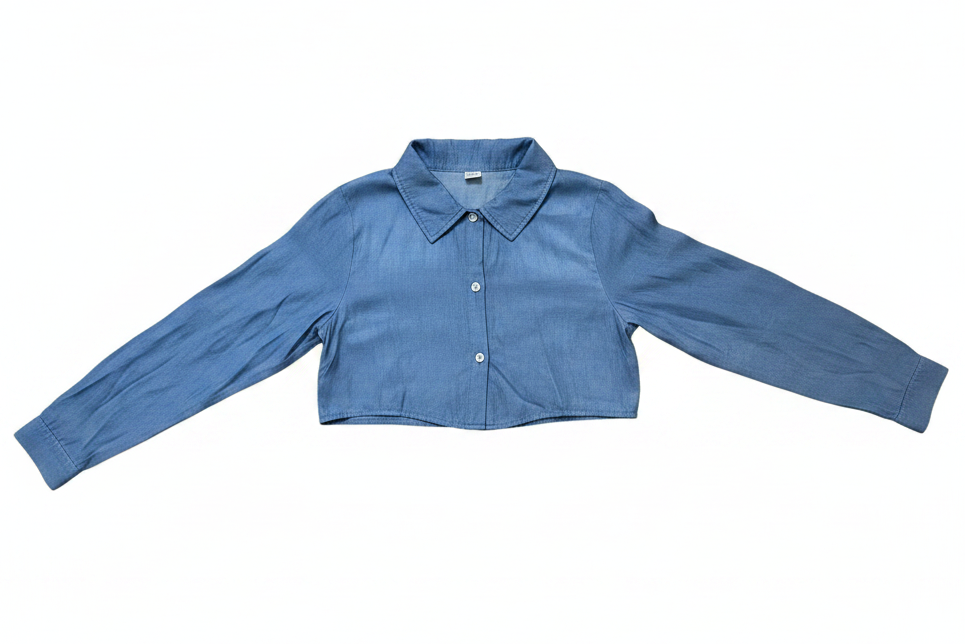 Blue denim shirt on a white background