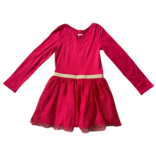 Girl btween red Dress with long sleeves size 7