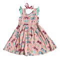 Girls wild flowers pink with red green and blue Dress size 8