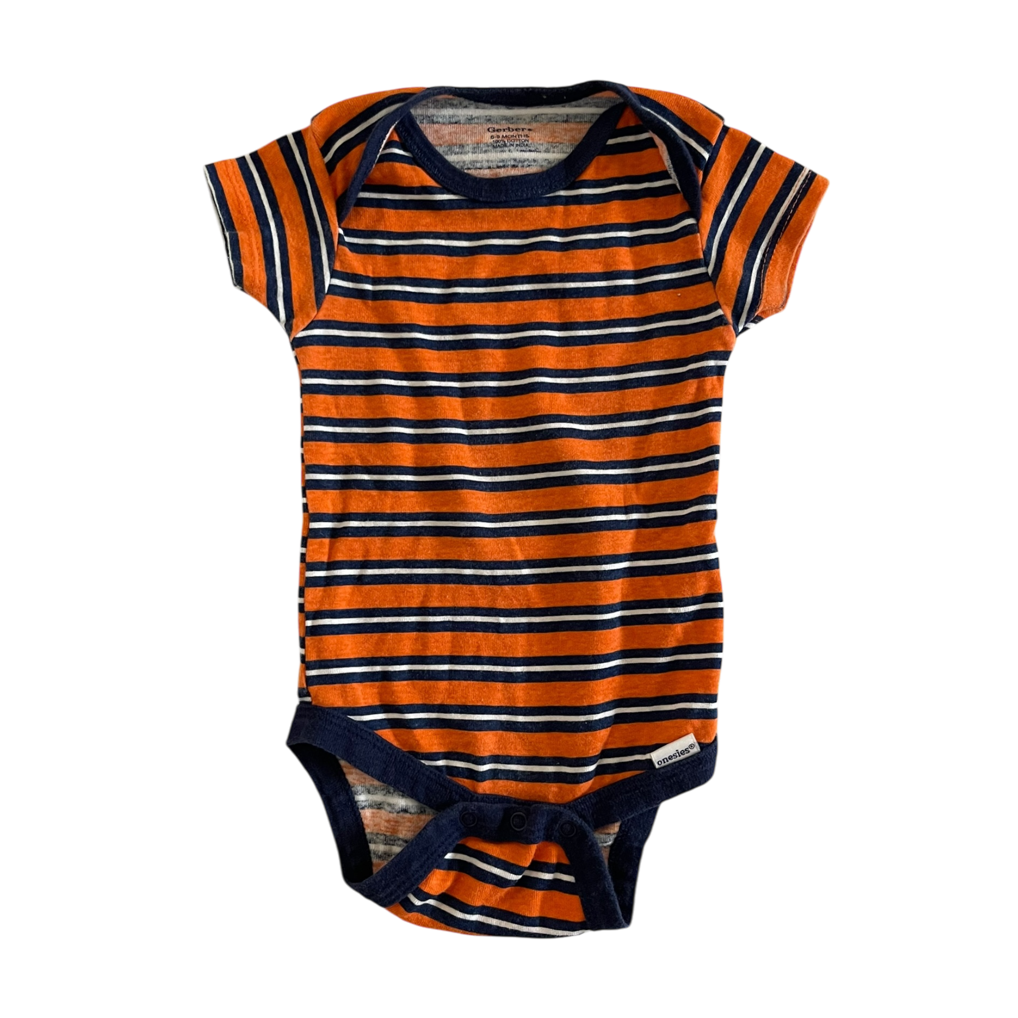 Boys Gerber orange navy with Baby bodysuit size 6 mth