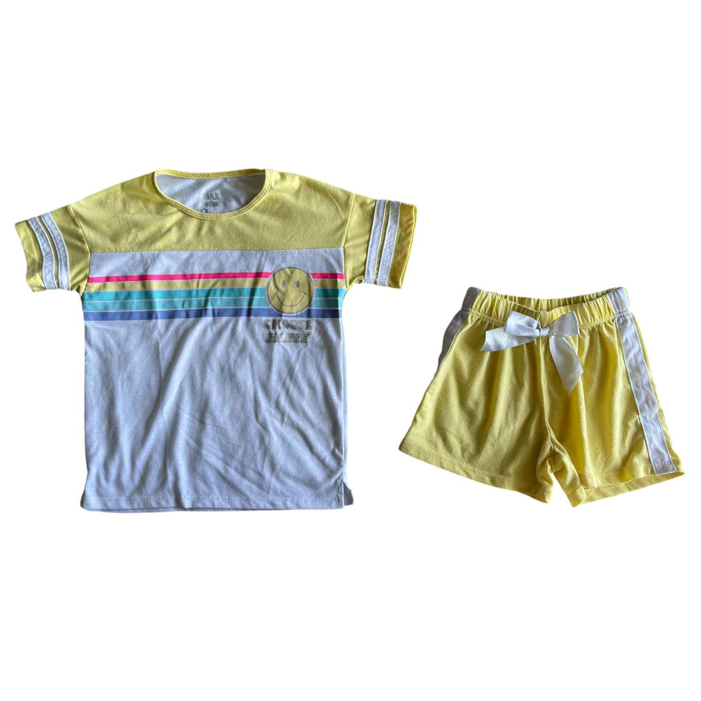 Girls max & olivia yellow and white Pajama size 7