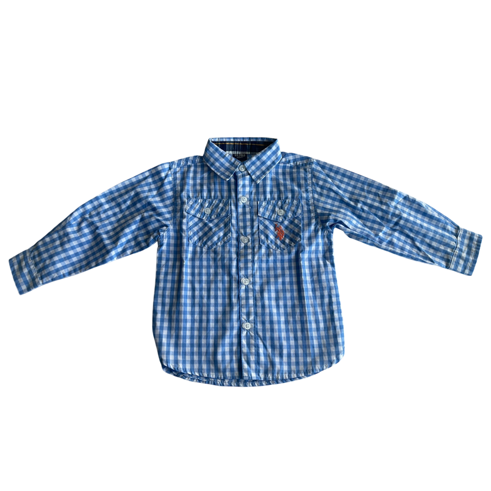 Boys U.S polo Assn white and blue T-shirt size 3