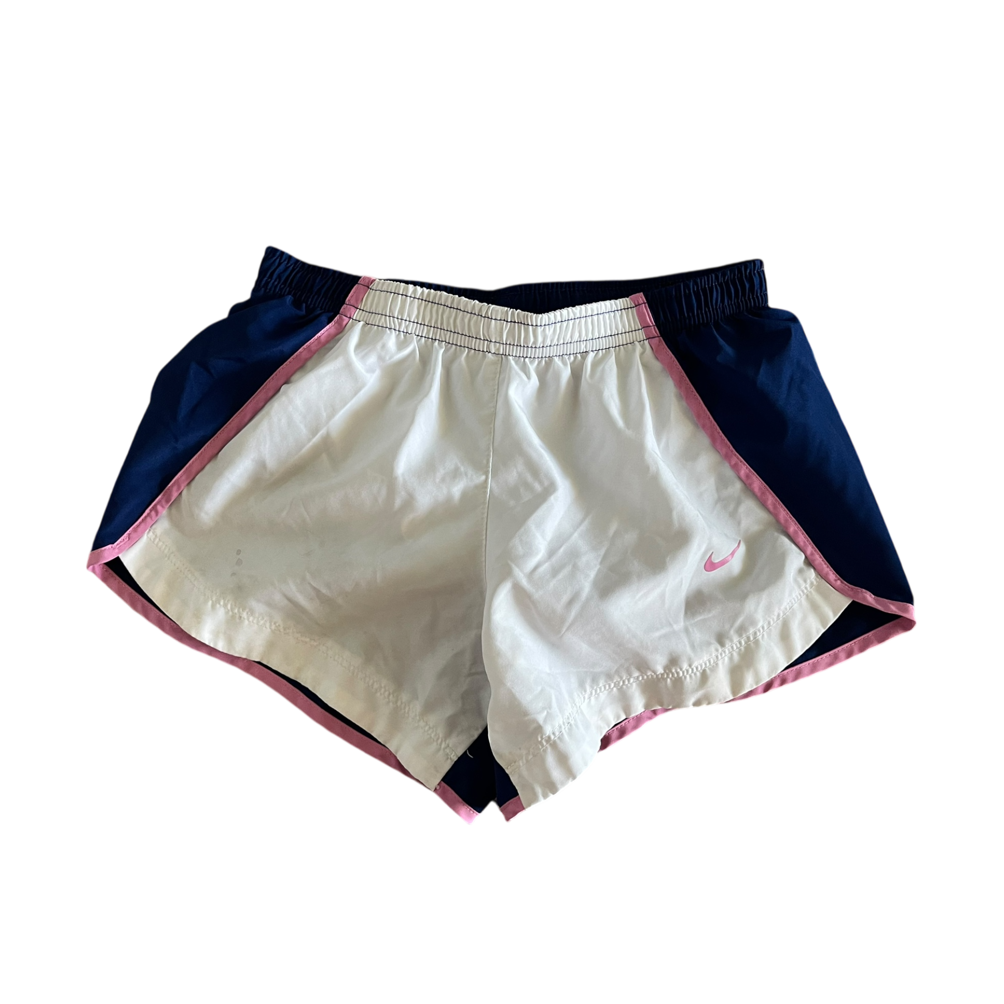 Girls Navy, White and Pink Nike Shorts