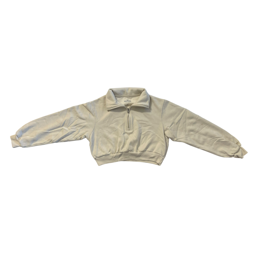 Beige Sweatshirt with zipper neckline