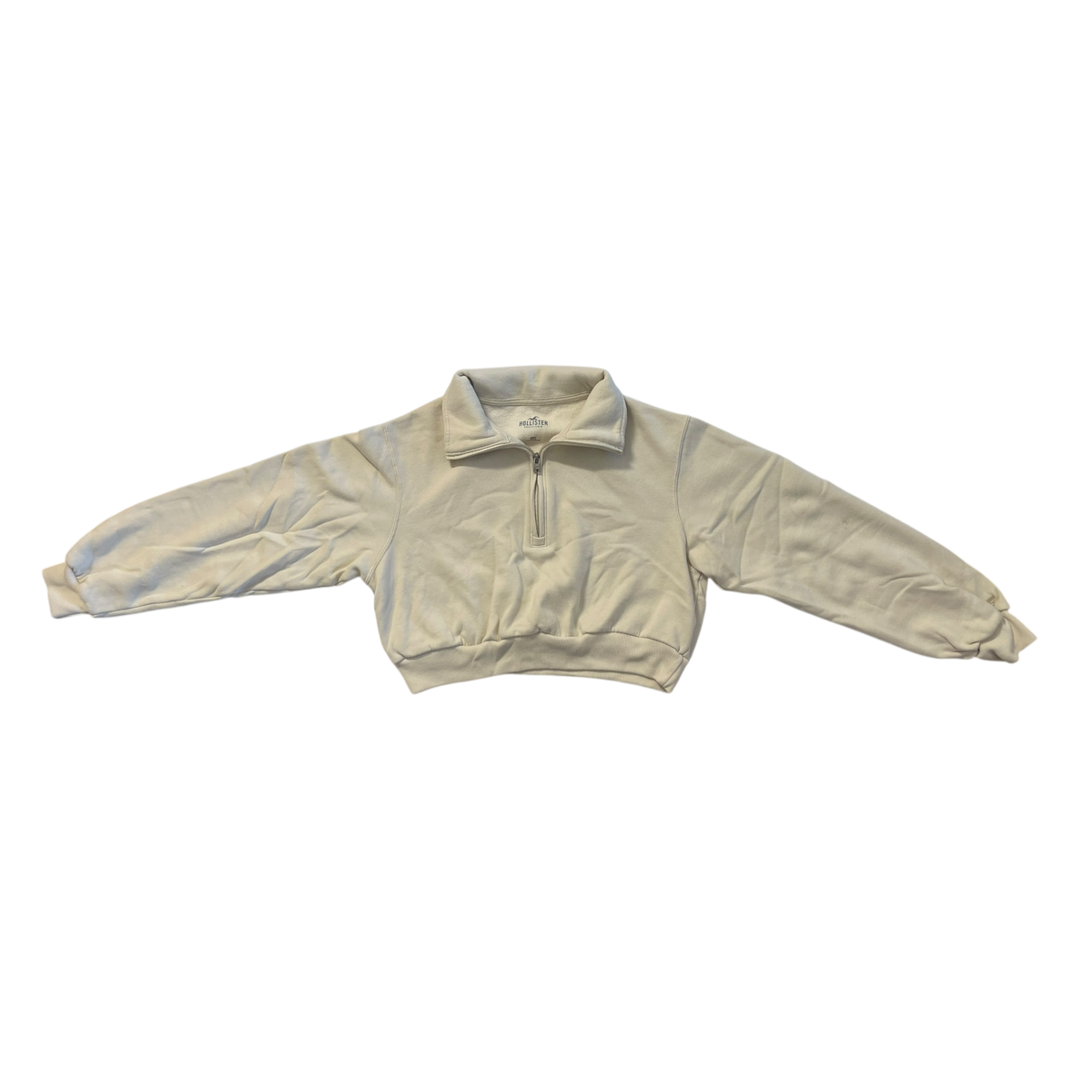 Beige Sweatshirt with zipper neckline